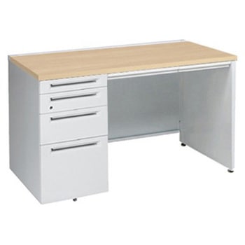 アドバンス 左片袖4段 中央引出し付(A3対応) コンセント対応タイプ パネル脚 オカムラ(岡村製作所)