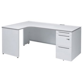 アドバンス L型左用右片袖3段引出無 配線カバーコンセント対応タイプ ダイヤル錠 オカムラ(岡村製作所)