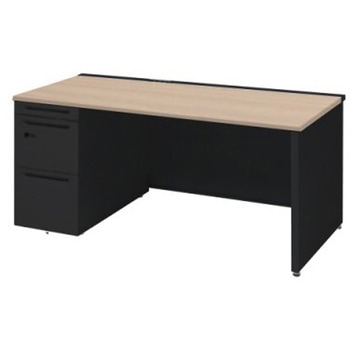 アドバンス 左片袖 中央引出し無 コンセント対応 ダイヤル錠タイプ パネル脚 オカムラ(岡村製作所)