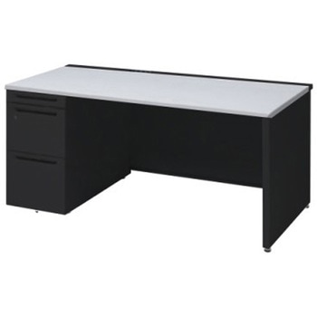 アドバンス 左片袖 中央引出し無 コンセント対応タイプ パネル脚 オカムラ(岡村製作所)