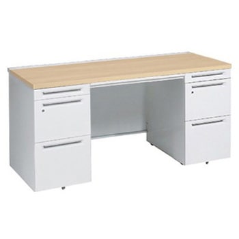 アドバンス 両袖机 中央引出し付(A3対応) コンセント対応タイプ オカムラ(岡村製作所)