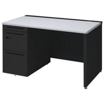 アドバンス 左片袖 中央引出し無 コンセント対応 ダイヤル錠タイプ パネル脚 オカムラ(岡村製作所)