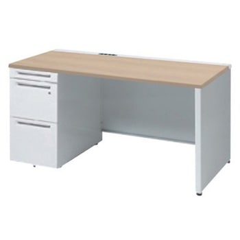 アドバンス 左片袖 中央引出し無 コンセント対応タイプ パネル脚 オカムラ(岡村製作所)