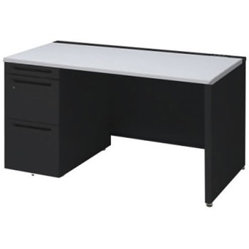 アドバンス 左片袖 中央引出し無 コンセント対応タイプ パネル脚 オカムラ(岡村製作所)