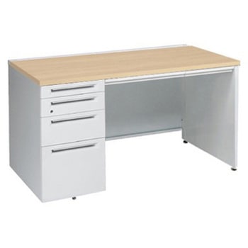 アドバンス 左片袖4段 中央引出し付(A3対応) コンセント対応タイプ パネル脚 オカムラ(岡村製作所)