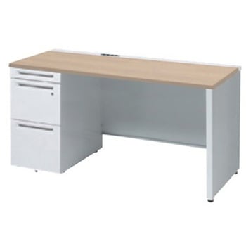 アドバンス 左片袖 中央引出し無 コンセント対応タイプ パネル脚 オカムラ(岡村製作所)