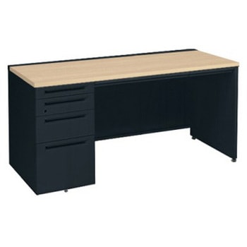 アドバンス 左片袖4段 中央引出し付(A3対応) コンセント対応タイプ パネル脚 オカムラ(岡村製作所)