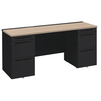 アドバンス 両袖机 中央引出し無 コンセント対応タイプ オカムラ(岡村製作所)