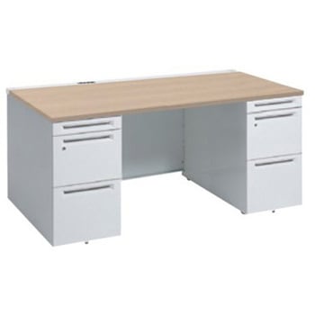 アドバンス 両袖机 中央引出し無 コンセント対応タイプ オカムラ(岡村製作所)