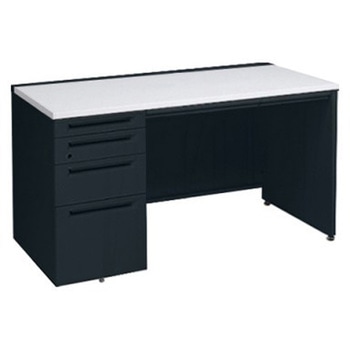 アドバンス 左片袖4段 中央引出し付(A3対応) コンセント対応タイプ パネル脚 オカムラ(岡村製作所)