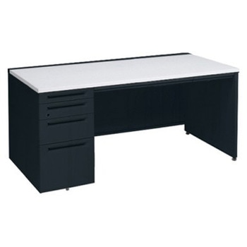 アドバンス 左片袖4段 中央引出し付(A3対応) コンセント対応タイプ パネル脚 オカムラ(岡村製作所)