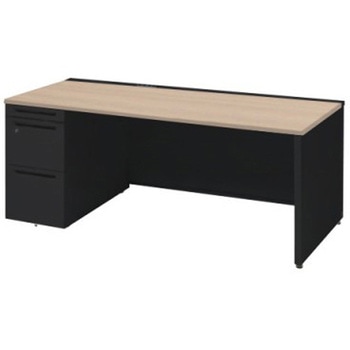 アドバンス 左片袖 中央引出し無 コンセント対応タイプ パネル脚 オカムラ(岡村製作所)