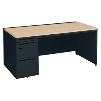 アドバンス 左片袖 中央引出し付(A3対応) コンセント対応タイプ ダイヤル錠タイプ パネル脚 オカムラ(岡村製作所)