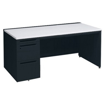 アドバンス 左片袖 中央引出し付(A3対応) コンセント対応タイプ パネル脚 オカムラ(岡村製作所)