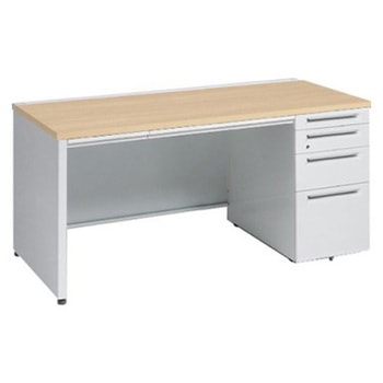 アドバンス 右片袖4段 中央引出し付(A3対応) コンセント対応タイプ パネル脚 オカムラ(岡村製作所)