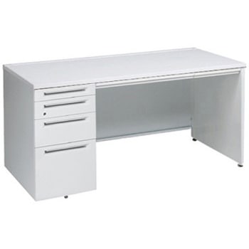 アドバンス 左片袖4段 中央引出し付(A3対応) コンセント対応タイプ パネル脚 オカムラ(岡村製作所)