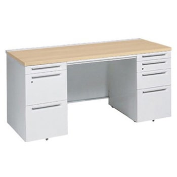 アドバンス 両袖机 4段 中央引出し付(A3対応) コンセント対応タイプ オカムラ(岡村製作所)