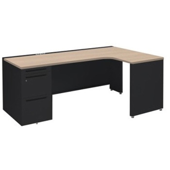 アドバンス L型右用左片袖3段引出無 配線カバーコンセント対応タイプ オカムラ(岡村製作所)