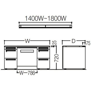 アドバンス 両袖机 中央引出し付(A3対応) スタンダードタイプ オカムラ(岡村製作所)