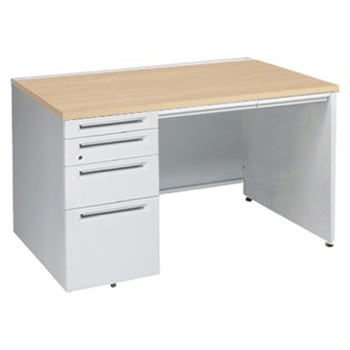 アドバンス 左片袖4段 中央引出し付(A3対応) コンセント対応タイプ パネル脚 オカムラ(岡村製作所)