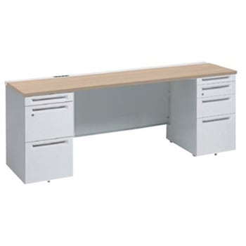 アドバンス 両袖机 4段 中央引出し無 コンセント対応タイプ オカムラ(岡村製作所)