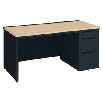 アドバンス 右片袖3段B5 中央引出し付(A3対応) コンセント対応タイプ パネル脚 オカムラ(岡村製作所)