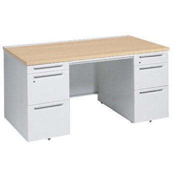 アドバンス 両袖机 3段B5 中央引出し付(A3対応) コンセント対応タイプ オカムラ(岡村製作所)