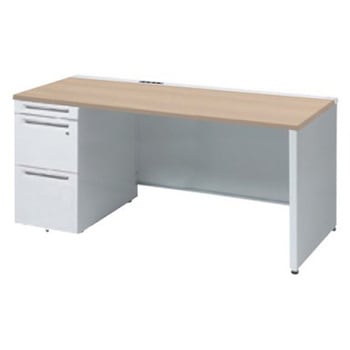 アドバンス 左片袖 中央引出し無 コンセント対応タイプ パネル脚 オカムラ(岡村製作所)