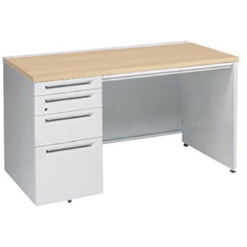 アドバンス 左片袖4段 中央引出し付(A3対応) コンセント対応タイプ パネル脚 オカムラ(岡村製作所)