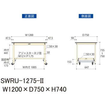 軽量作業台/耐荷重300kg_ワンタッチ移動H740_塩ビシート天板_ワークテーブル300シリーズ 山金工業