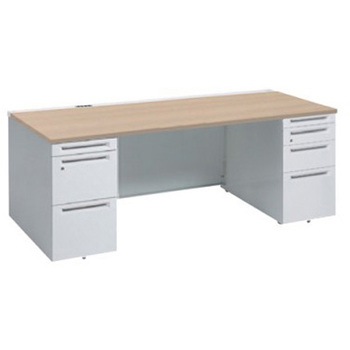 アドバンス 両袖机 4段 中央引出し無 コンセント対応タイプ オカムラ(岡村製作所)