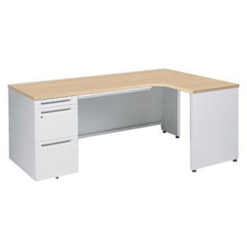 アドバンス L型右用左片袖3段引出付(A3対応) 配線カバーコンセント対応タイプ オカムラ(岡村製作所)