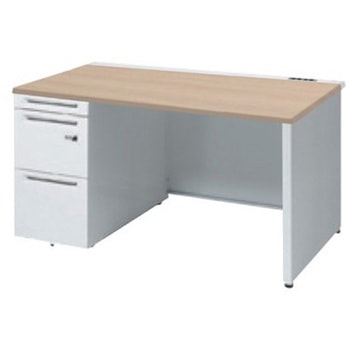 アドバンス 左片袖 中央引出し無 コンセント対応 ダイヤル錠タイプ パネル脚 オカムラ(岡村製作所)