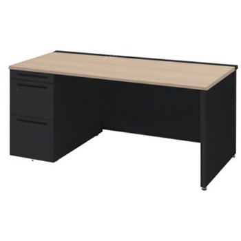 アドバンス 左片袖 中央引出し無 コンセント対応タイプ パネル脚 オカムラ(岡村製作所)