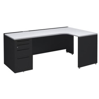 アドバンス L型右用左片袖4段引出無 配線カバーコンセント対応タイプ オカムラ(岡村製作所)