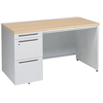 アドバンス 左片袖 中央引出し付(A3対応) コンセント対応タイプ パネル脚 オカムラ(岡村製作所)