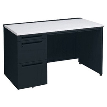 アドバンス 左片袖 中央引出し付(A3対応) コンセント対応タイプ パネル脚 オカムラ(岡村製作所)