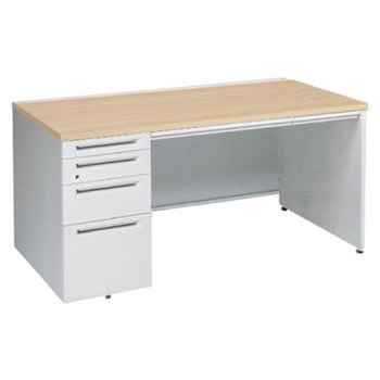 アドバンス 左片袖4段 中央引出し付(A3対応) コンセント対応タイプ パネル脚 オカムラ(岡村製作所)