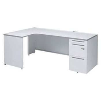 アドバンス L型左用右片袖3段引出無 配線カバーコンセント対応タイプ ダイヤル錠 オカムラ(岡村製作所)