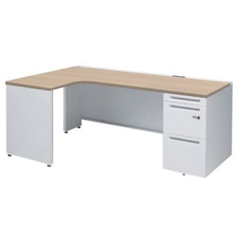 アドバンス L型左用右片袖3段引出無 配線カバーコンセント対応タイプ ダイヤル錠 オカムラ(岡村製作所)