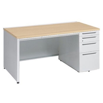 アドバンス 右片袖4段 中央引出し付(A3対応) コンセント対応タイプ パネル脚 オカムラ(岡村製作所)