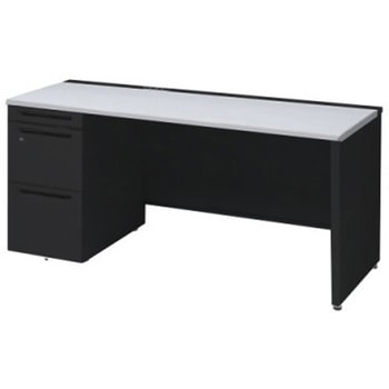 アドバンス 左片袖 中央引出し無 コンセント対応タイプ パネル脚 オカムラ(岡村製作所)