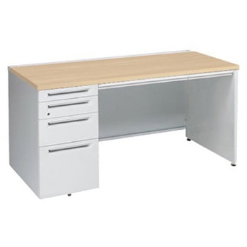 アドバンス 左片袖4段 中央引出し付(A3対応) コンセント対応タイプ パネル脚 オカムラ(岡村製作所)