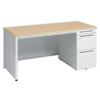 アドバンス 右片袖 中央引出し付(A3対応) コンセント対応タイプ パネル脚 オカムラ(岡村製作所)