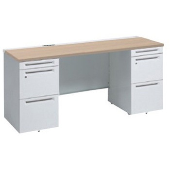 アドバンス 両袖机 中央引出し無 コンセント対応タイプ オカムラ(岡村製作所)