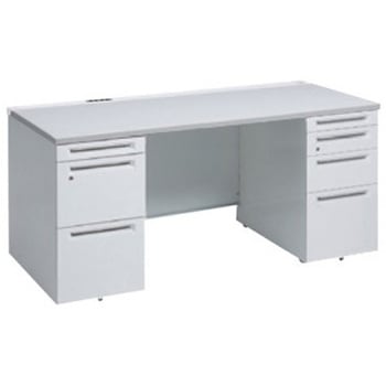 アドバンス 両袖机 4段 中央引出し無 コンセント対応タイプ オカムラ(岡村製作所)