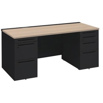 アドバンス 両袖机 4段 中央引出し無 コンセント対応タイプ オカムラ(岡村製作所)