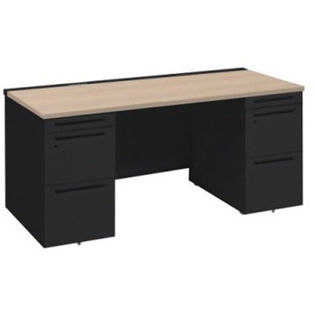 アドバンス 両袖机 中央引出し無 コンセント対応タイプ オカムラ(岡村製作所)