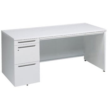 アドバンス 左片袖 中央引出し付(A3対応) コンセント対応タイプ パネル脚 オカムラ(岡村製作所)