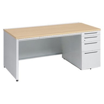 アドバンス 右片袖4段 中央引出し付(A3対応) コンセント対応タイプ パネル脚 オカムラ(岡村製作所)